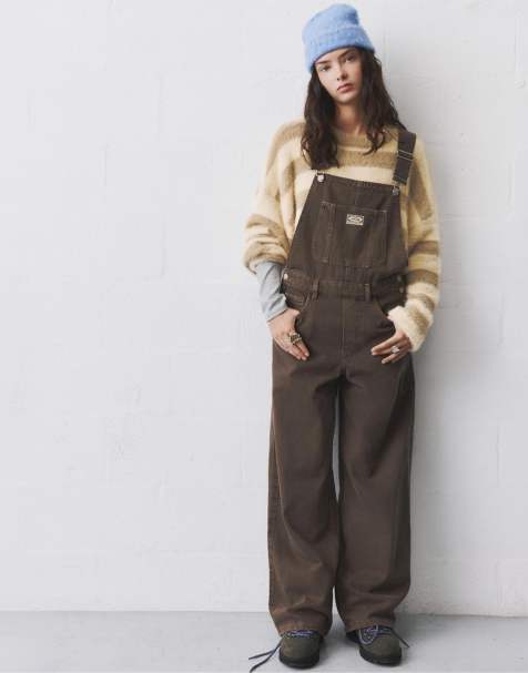 Pull&Bear - Okkerfarvede overalls med ballonsnit og vasket finish - view 1