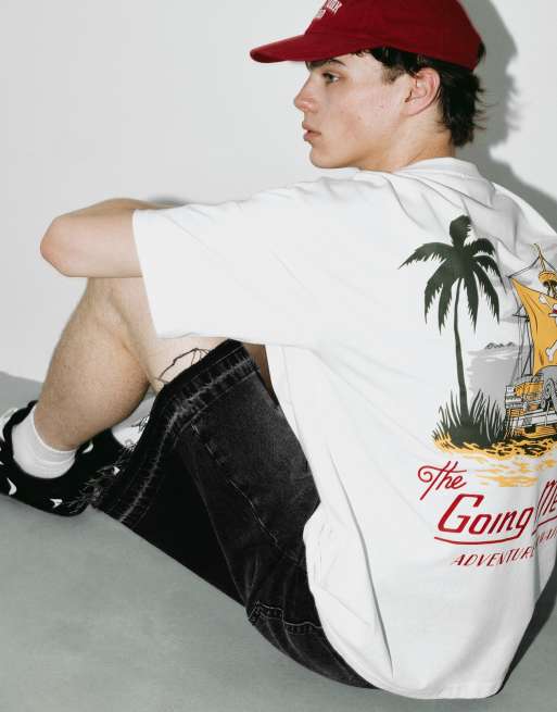Pull&Bear One piece relaxed fit t-shirt in off white, 4 of 7