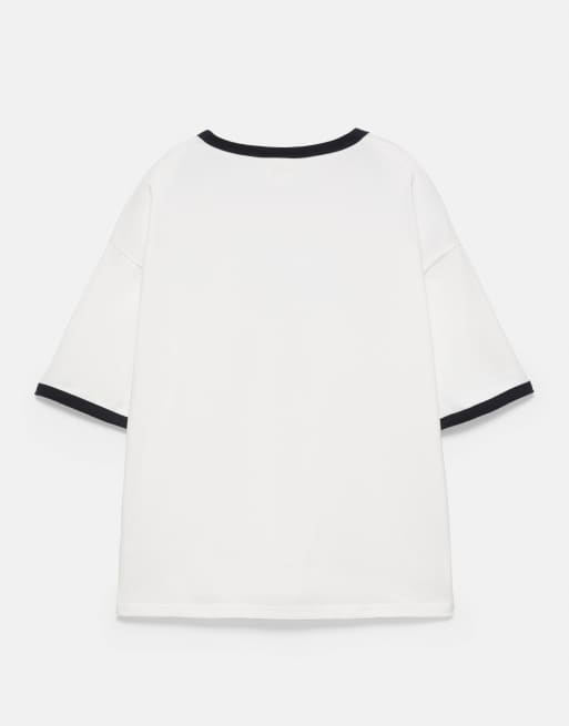 Pull&Bear One piece ribbed t-shirt in beige, 7 of 7
