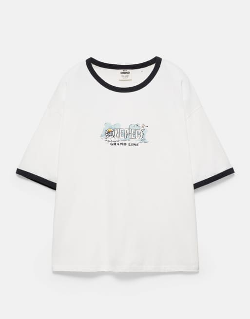 Pull&Bear - One Piece - T-shirt beige a coste, 5 di 7