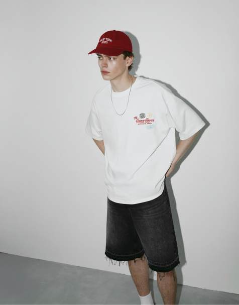 Pull&Bear One piece T-shirt i relaxed fit i råhvid - view 1