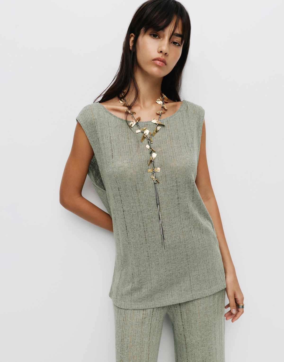 Pull&Bear Open knit top in greenish
