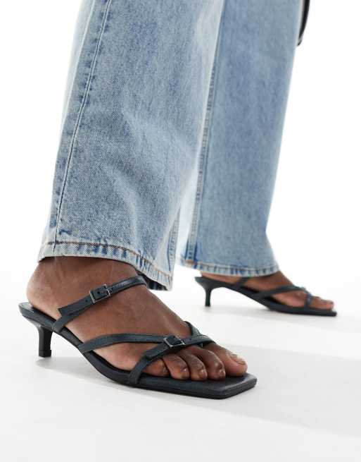 Pull&Bear open toe sandals in black