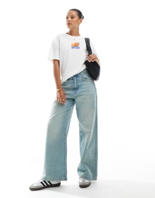 Pull & Bear Orange Fruit Graphic Oversized Tee In White