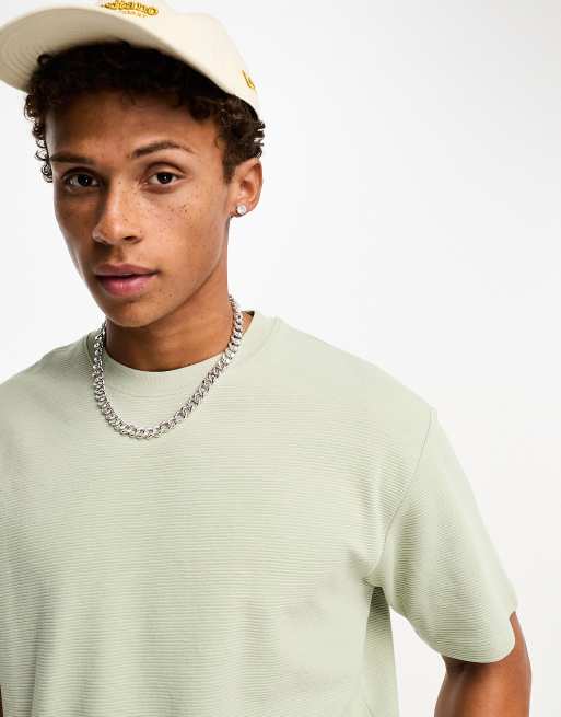 Pull&Bear – Ottoman – Jasnozielony teksturowany T-shirt, 2 z 4
