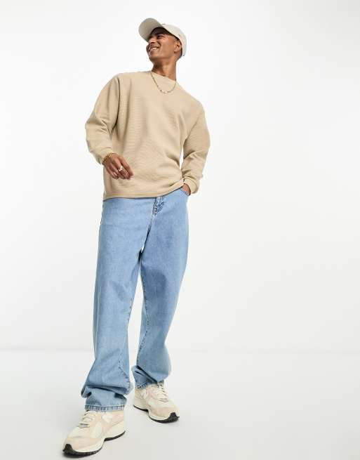 Pull&Bear ottoman textured sweatshirt in grey