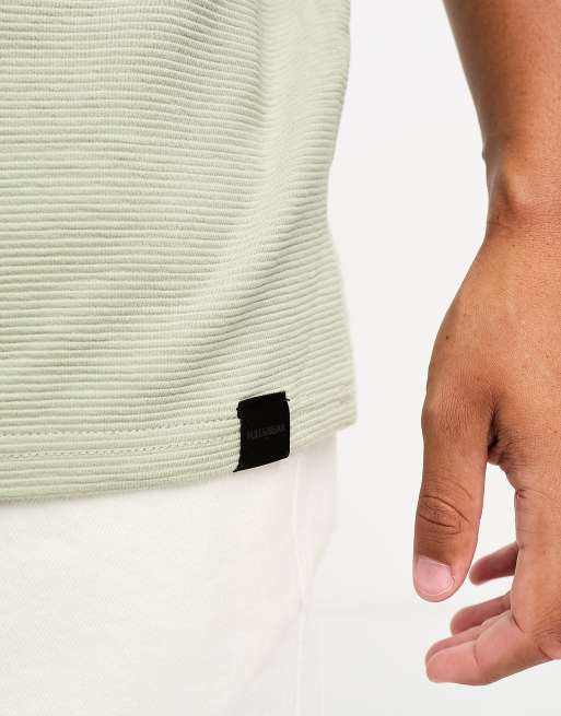 Pull&Bear Ottoman textured t-shirt in light green, 4 of 4