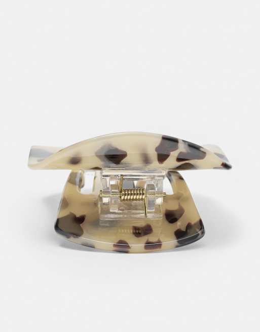 Pull&Bear Oval tortoiseshell-effect hair clip in brown, 3 of 5