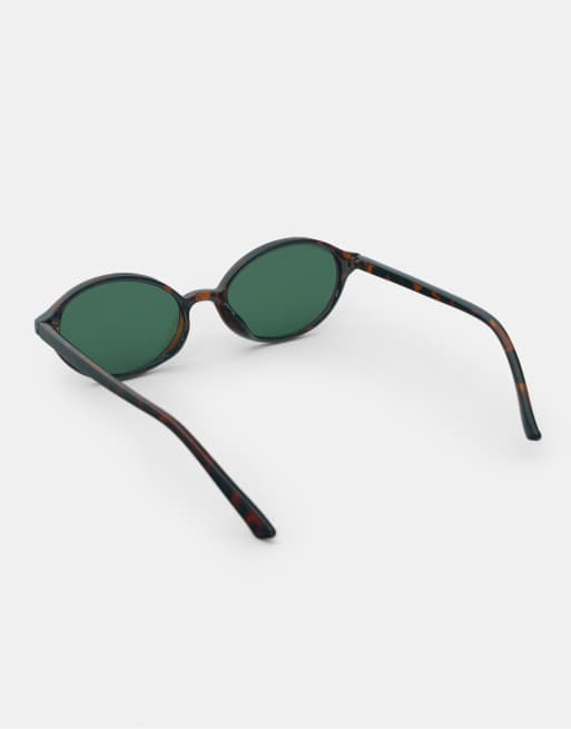 Pull&Bear – Ovale Sonnenbrille aus Kunstharz in Braun, 5 von 5