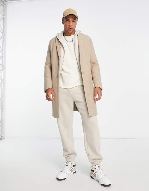 Beige hot sale coat men