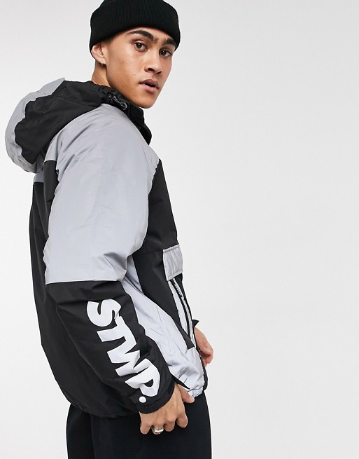Pull&Bear overhead jacket with printed panels in white