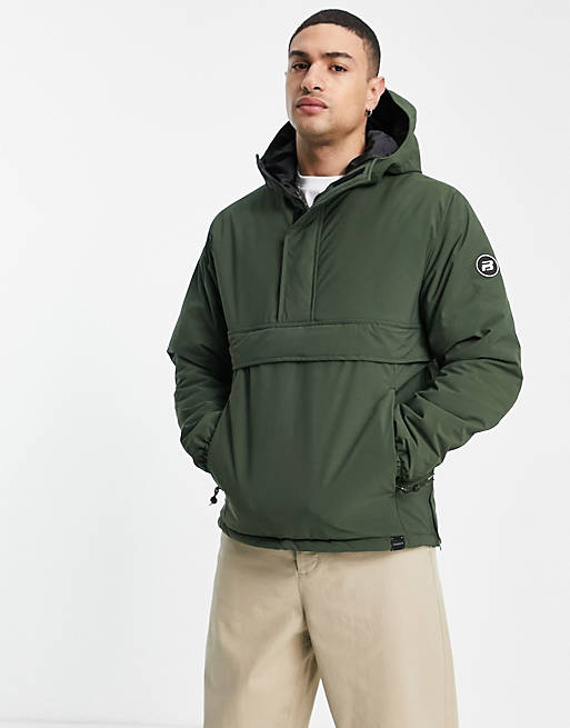 Pull&Bear overhead padded jacket in khaki | ASOS
