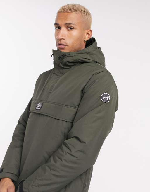 Pull&bear jacket with 2025 half zip in khaki