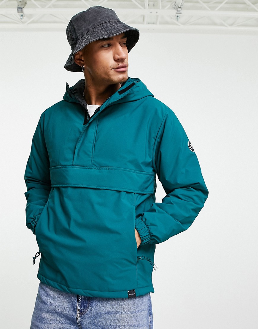 Pull & Bear overhead padded jacket in teal-Blues