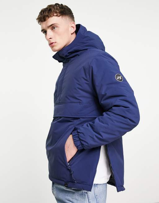 Pull&Bear overhead windbreaker in navy 