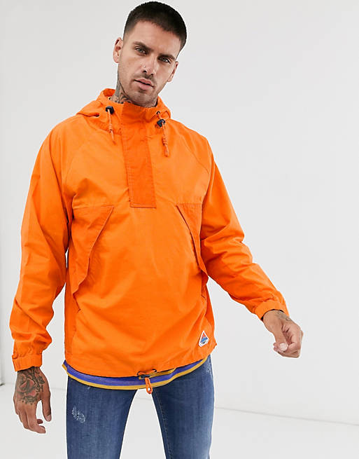 Pull&Bear overhead windbreaker jacket in orange | ASOS