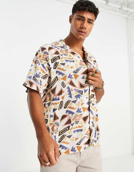 Pull&Bear - Overhemd met abstracte print in wit