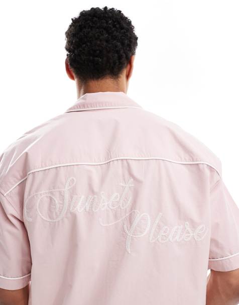 Pull&Bear - Overhemd met borduursel op de achterkant in roze - view 1