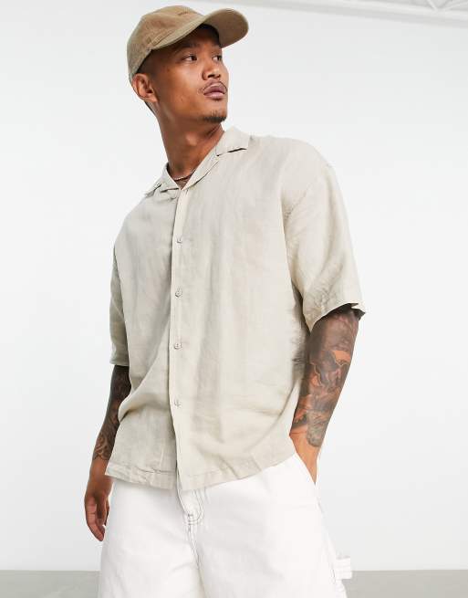 Pull&Bear - Overhemd met korte mouwen in kaki