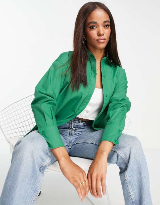 Pull&Bear - Overhemd met lange mouwen in groen