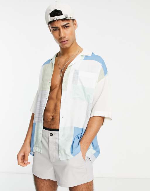 Pull&Bear - Overhemd met patchwork in multi
