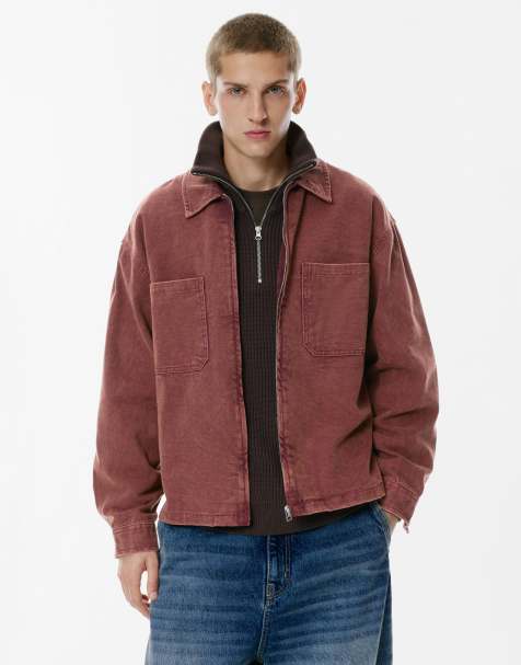 Pull&Bear - Overhemd met rits en zakken in rood - view 1