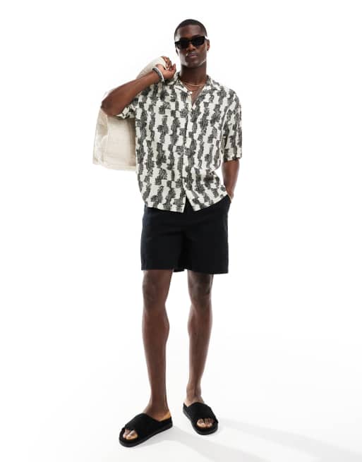 Pull&Bear - Overhemd met rustiek gestreepte print in wit