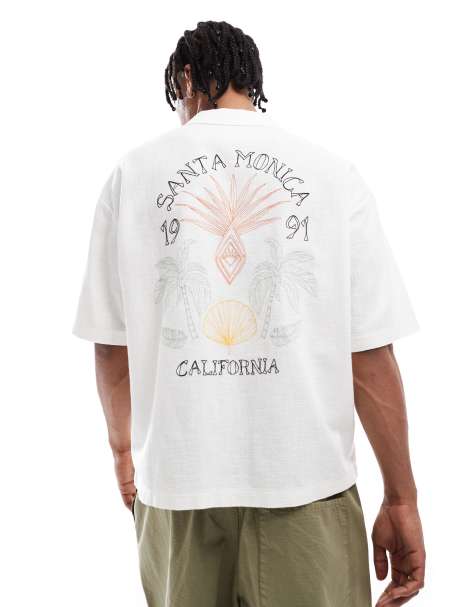 Pull&Bear - Overhemd met Santa Monica-print op de achterkant in wit - view 1