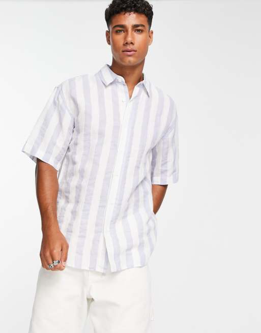 Pull&Bear - Overhemd met vervaagde strepen in wit