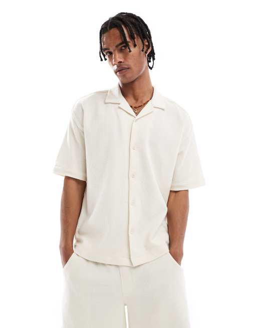 Pull&Bear - Overhemd van badstof in ecru