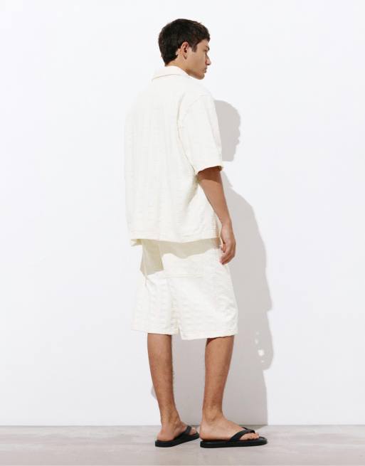 Pull&Bear - Overhemd van jacquard in beige, 2 van 4