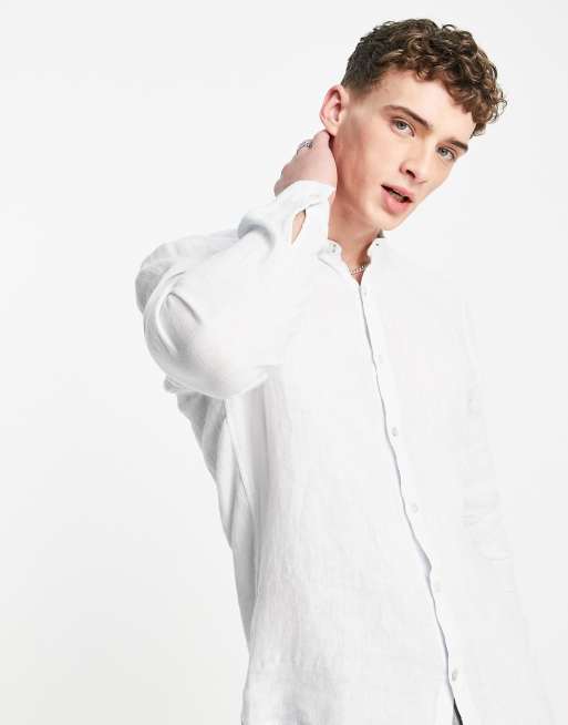 Pull&Bear - Overhemd zonder kraag in lichtblauw