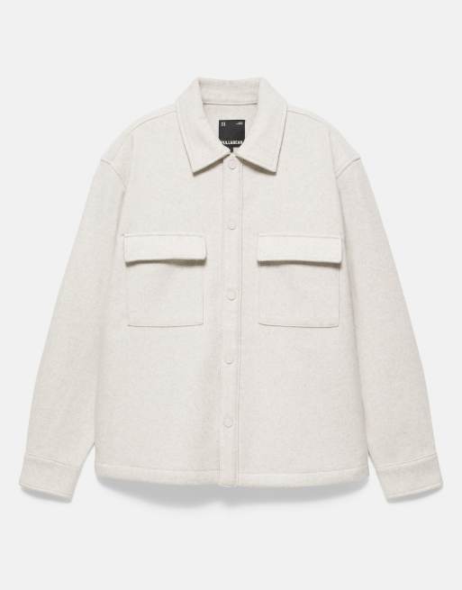 Pull&Bear overshirt a maniche lunghe bianco sporco, 5 di 7