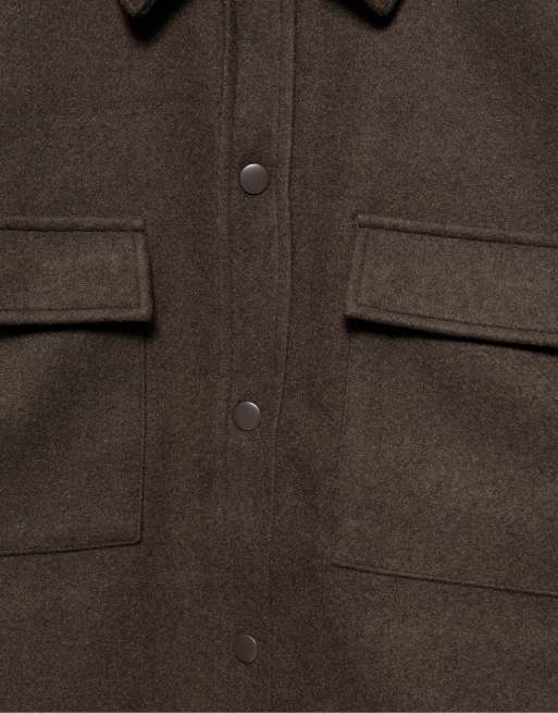 Pull&Bear overshirt a maniche lunghe marrone cioccolato, 6 di 7