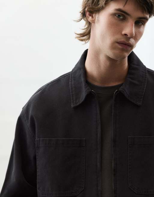 Pull&Bear overshirt con zip nero, 3 di 7