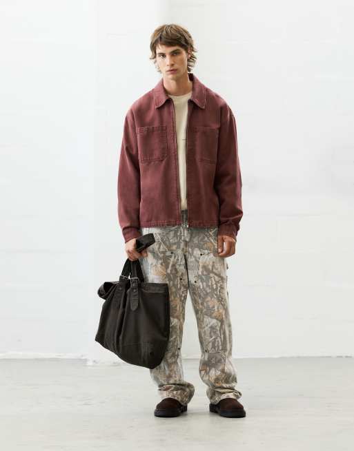Pull&Bear overshirt con zip rosso, 4 di 7