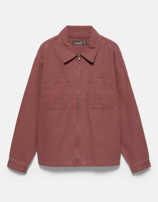 Pull&Bear overshirt con zip rosso, 5 di 7