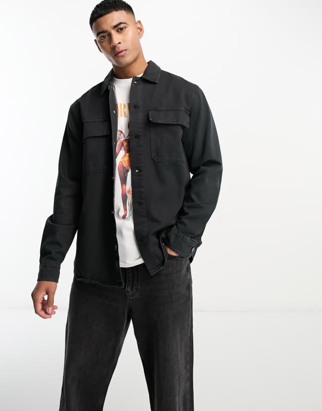 Pull&Bear overshirt in black