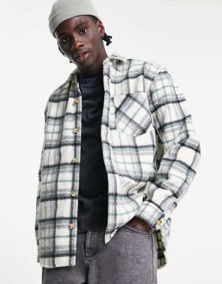 Pull&Bear - Overshirt met ruiten in wit