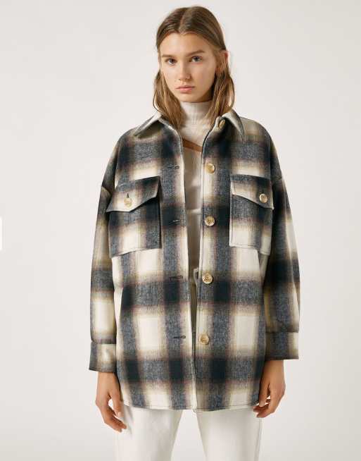 Pull&Bear - Overshirt shacket in ruitmotief