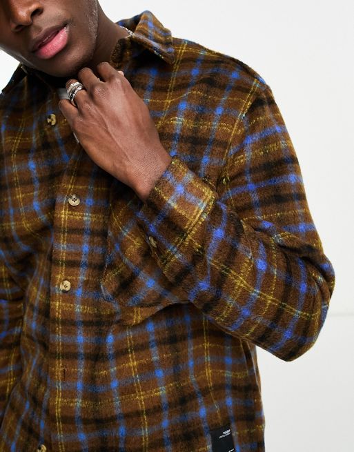 Pull&Bear plaid overshirt in brown