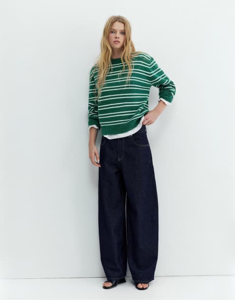 Pull&Bear Oversize baggy jeans in dark blue