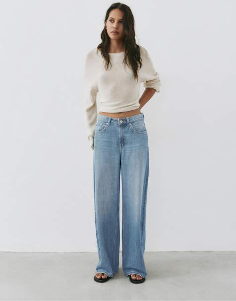 Pull&Bear Oversize Baggy-Jeans in Grünblau - view 1