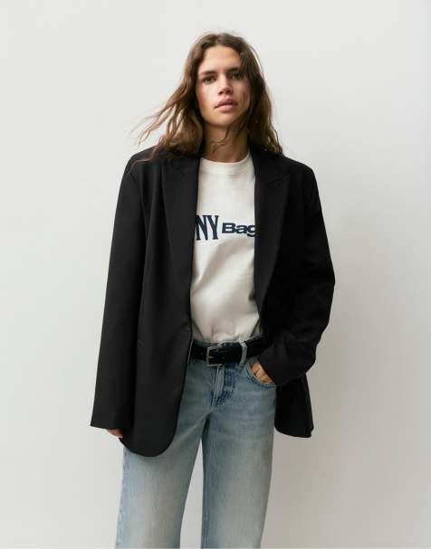 Pull&Bear Oversize blazer in black