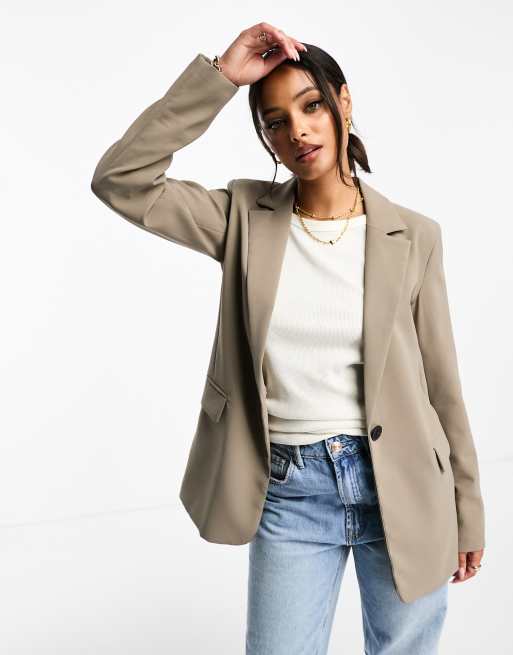 Pull&Bear – Oversize-Blazer in Taupe-Braun