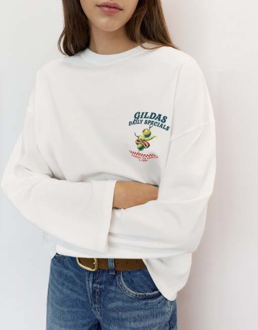 Pull&Bear Oversize gilda graphic t-shirt in ice, 4 of 7