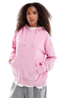 Pull & Bear - Oversize-Kapuzenpullover in Rosa