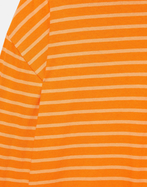 Pull&Bear Oversize long sleeve striped t-shirt in orange, 6 of 7