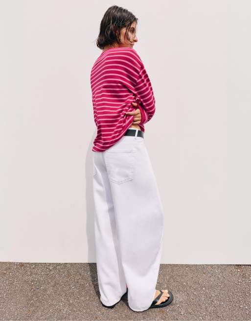 Pull&Bear Oversize long sleeve striped t-shirt in striped, 2 of 7