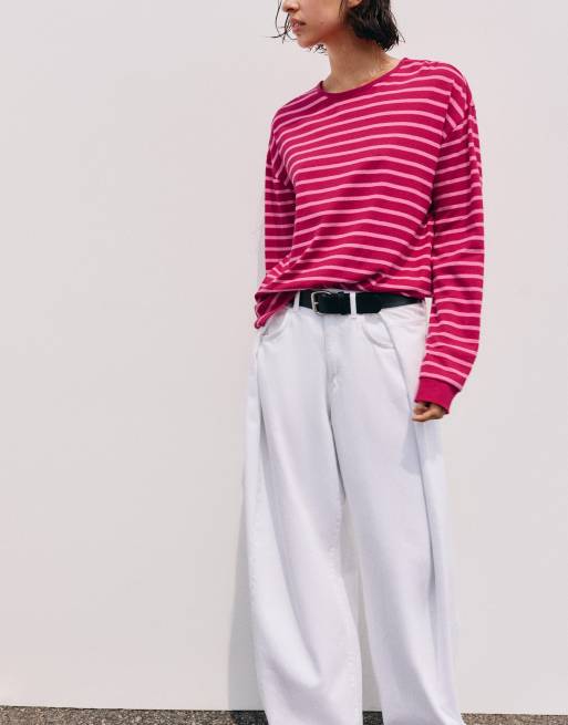 Pull&Bear Oversize long sleeve striped t-shirt in striped, 5 of 7